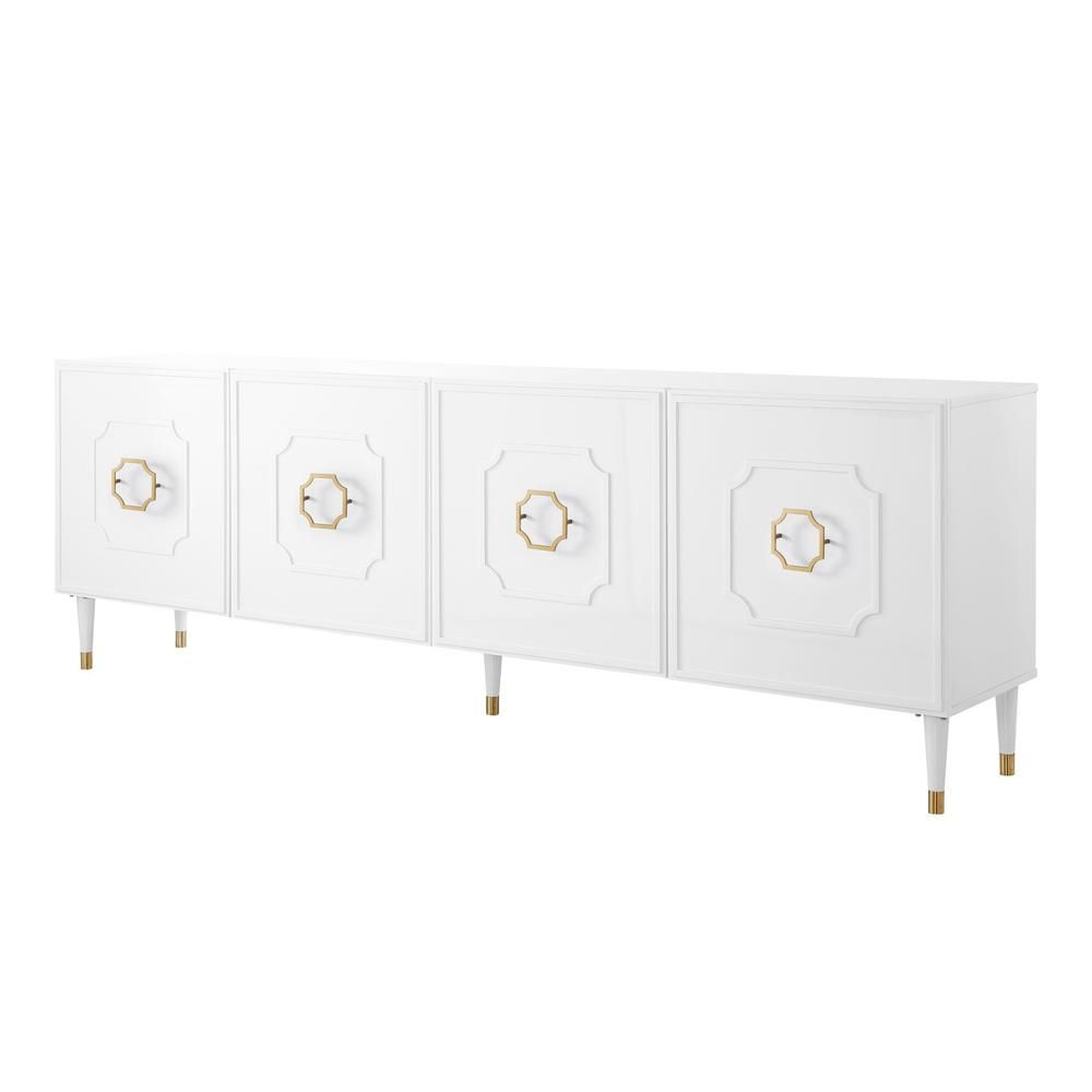 Inspired Home Keao White Sideboard 4-Doors | The Home Depot