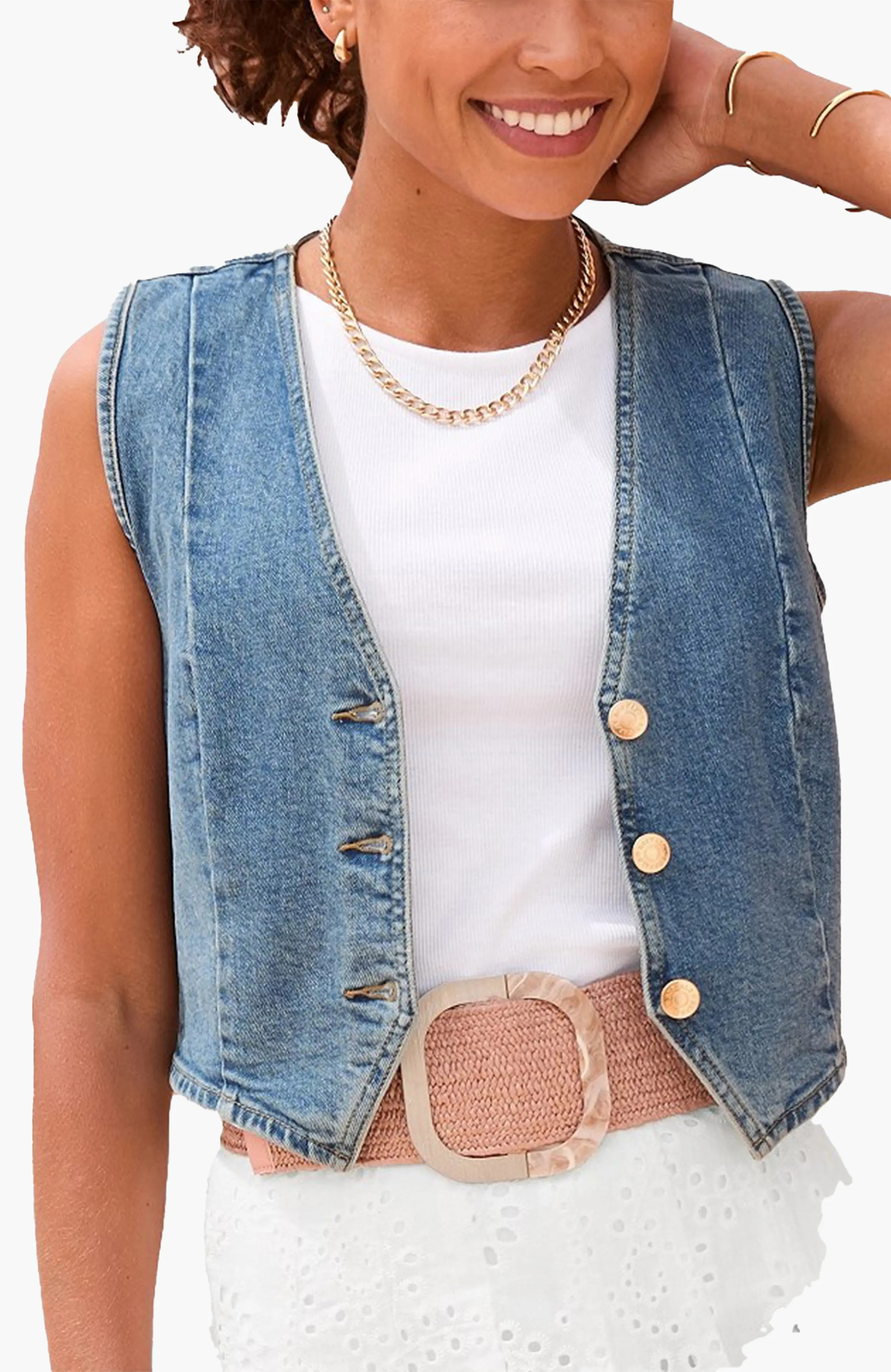 LASCANA Denim Vest (Women) | Nordstrom | Nordstrom