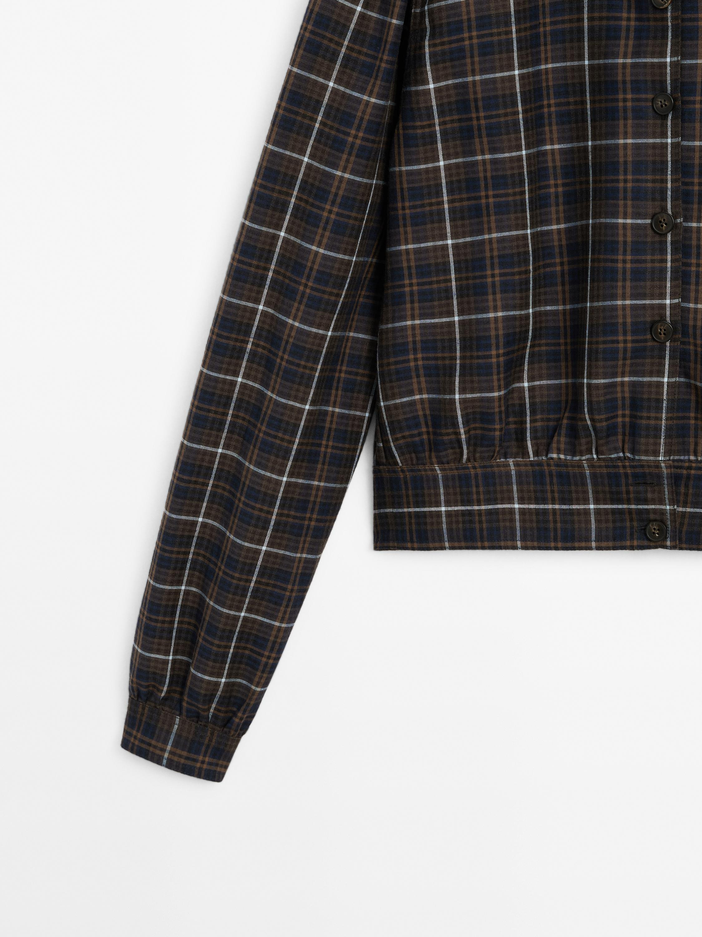 Check shirt with waistband detail | Massimo Dutti UK