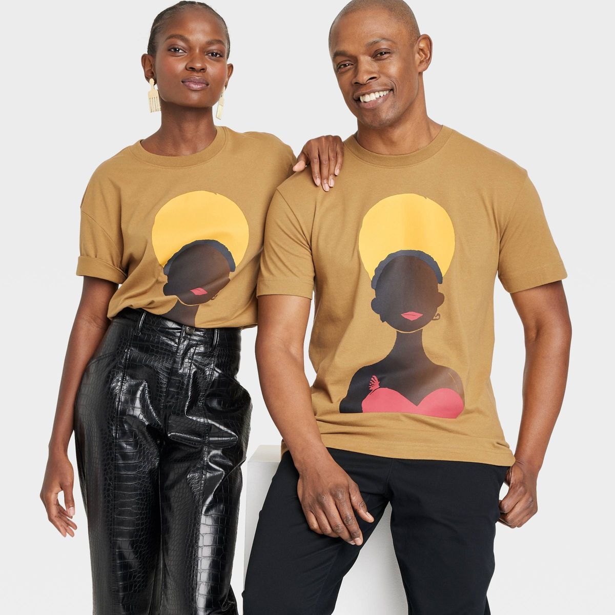 Black History Month Adult Short Sleeve 'Black Woman in the Sun' T-Shirt - Dark Yellow | Target