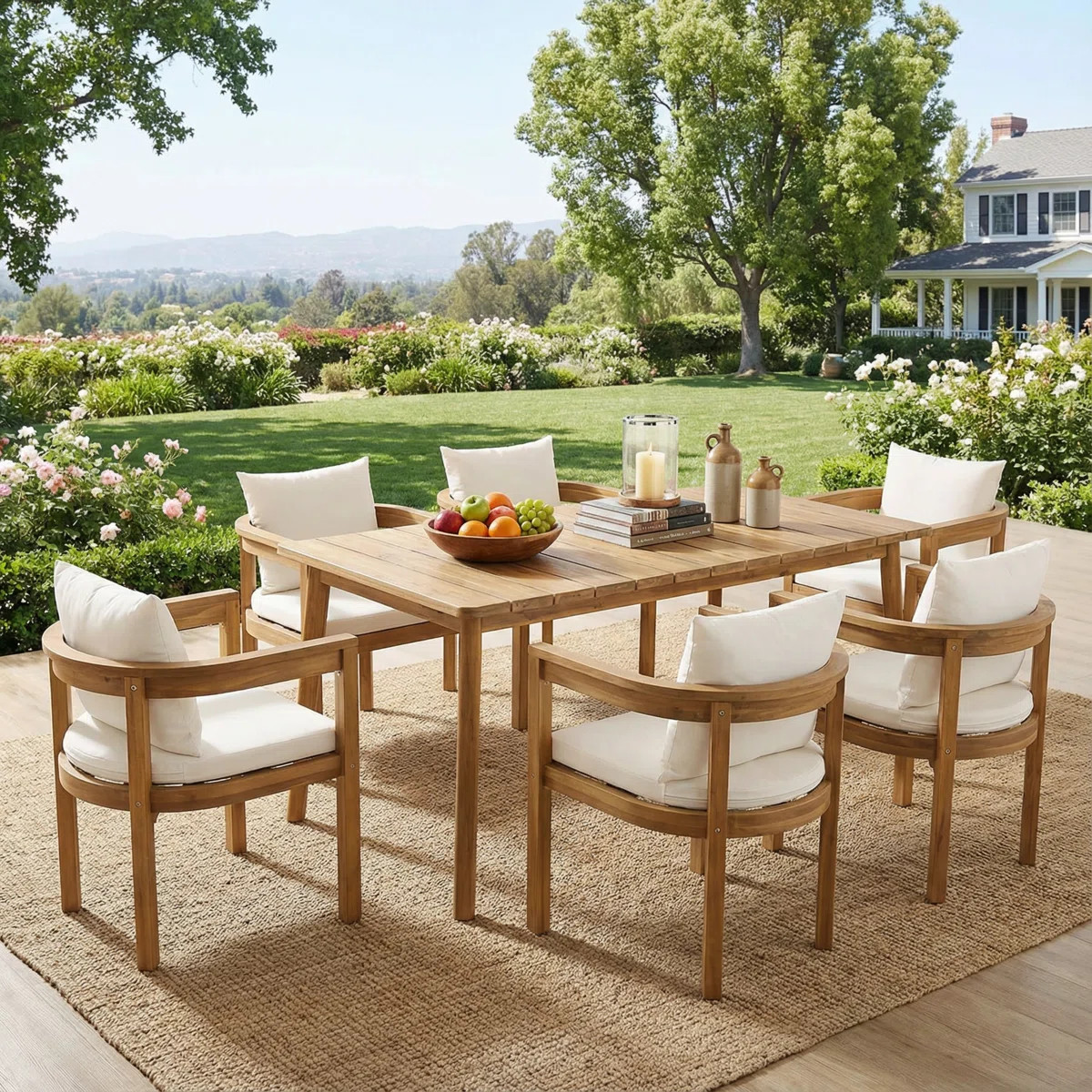 Emory Patio 7-Piece Acacia Wood Dining Set | Wayfair North America