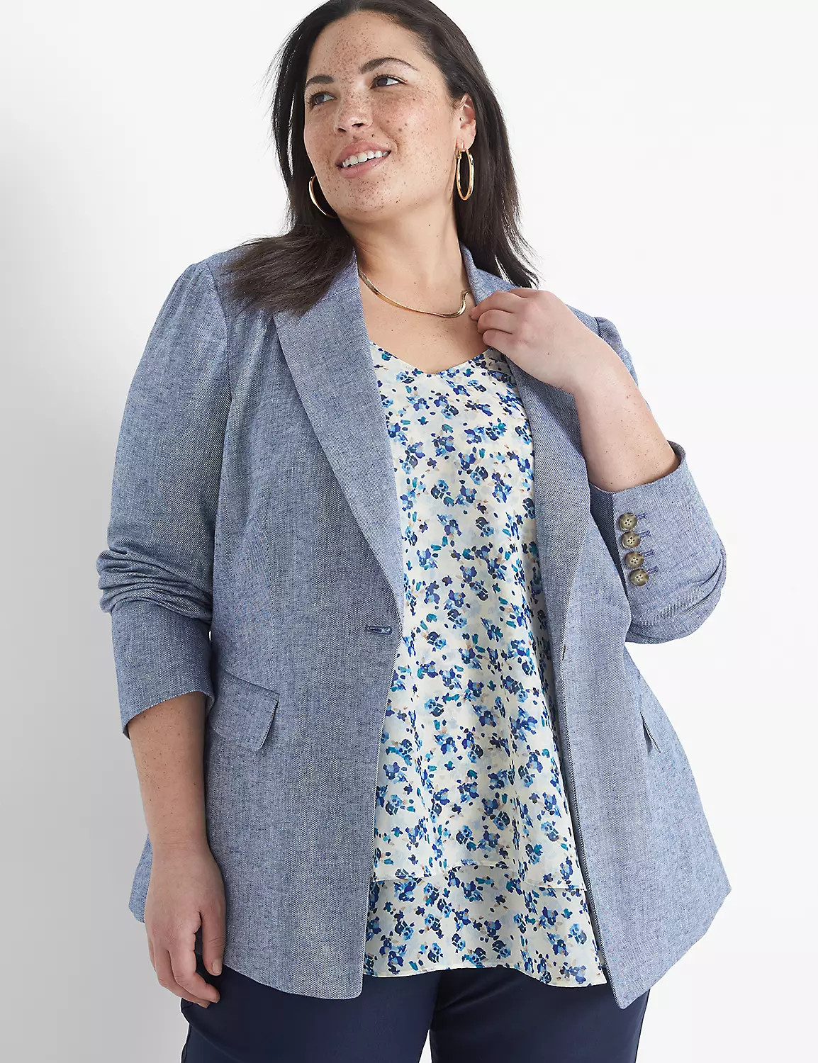 Long-Sleeve Linen Blazer | LaneBryant | Lane Bryant (US)