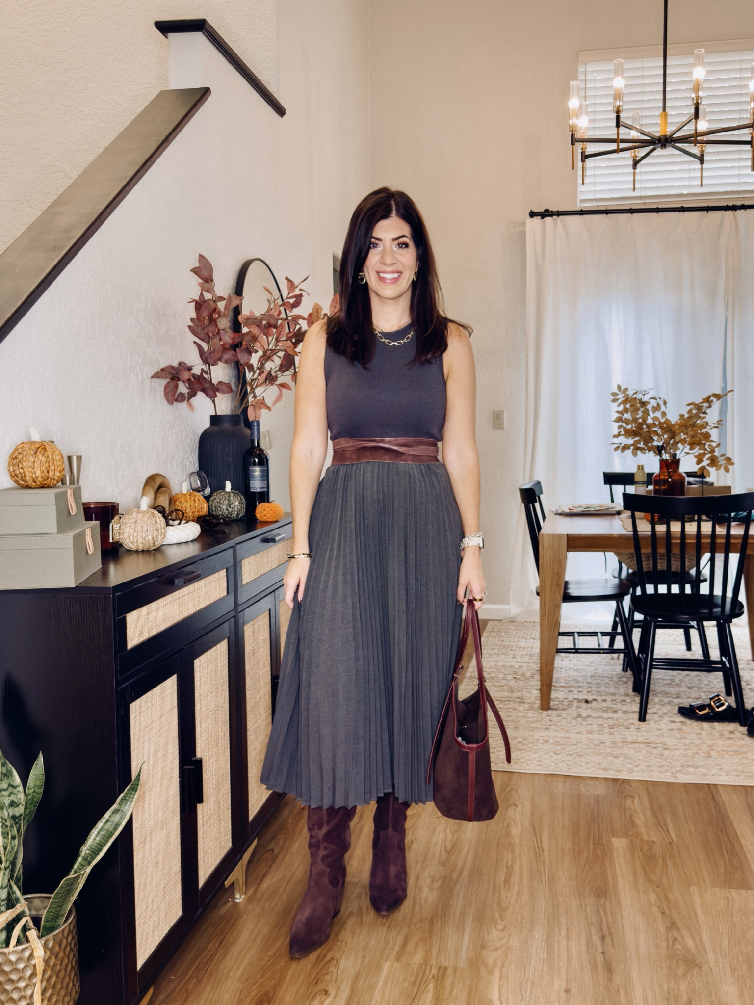 In a medium sweater dress 

#LTKMidsize #LTKWorkwear #LTKSaleAlert