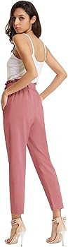 GRACE KARIN Women's Cropped Paper Bag Waist Pants with Pockets | Amazon (US)