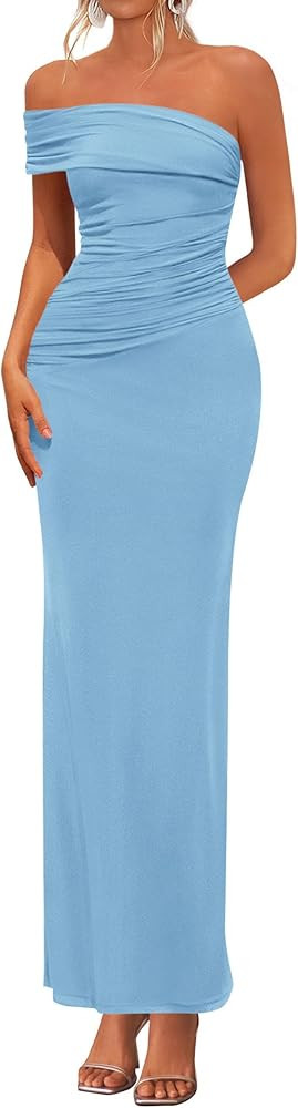 PRETTYGARDEN Women's 2026 Wedding Guest Cocktail Dresses One Off the Shoulder Ruched Bodycon Form... | Amazon (US)