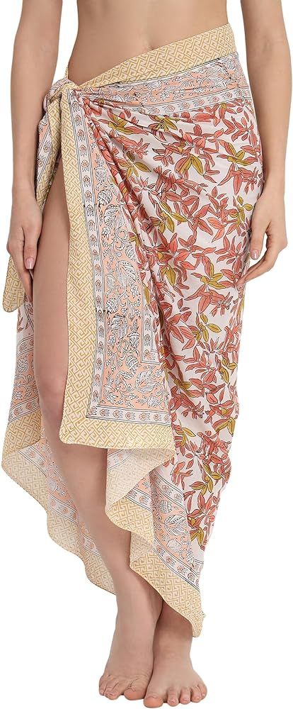 parihan Swimsuit Beach Sarong Cover Ups for Swimwear Women-Hand Print Wrap Skirt | Amazon (US)