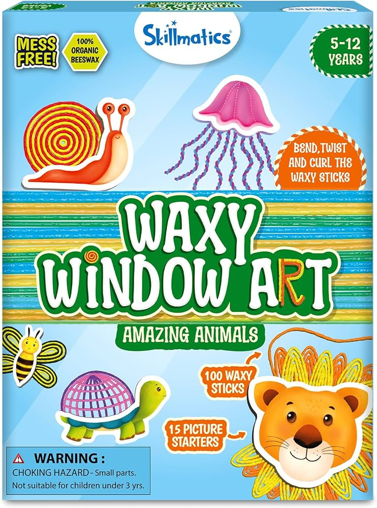 Skillmatics Waxy Window Art - 100 Waxy Sticks for Mess-Free DIY Fun, Reusable 100% Organic Beeswa... | Amazon (US)