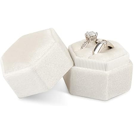 Velvet Jewelry Ring Box Engagement Wedding Box Keepsake Box Bridal Photo Ring Double Slots Octagon ( | Amazon (US)