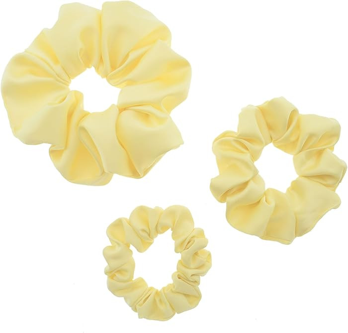 3 Pieces Satin Scrunchies Set for Hair No Crease Elastic Hair Ties for Women and Girls (Light Yel... | Amazon (US)