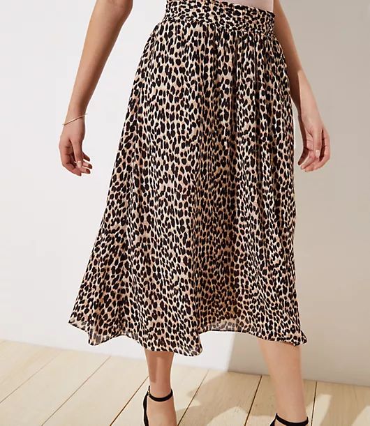 LOFT Leopard Print Smocked Pull On Maxi Skirt | LOFT