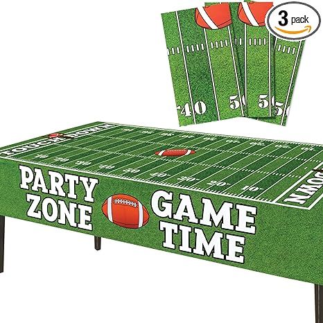 Football Tablecloth Plastic | 3 Pcs Party Pack (54” Inch Wide x 72” inch Long) | Rectangular ... | Amazon (US)
