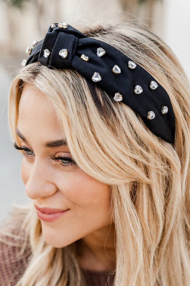 Undying Love Black Rhinestone Headband | Pink Lily