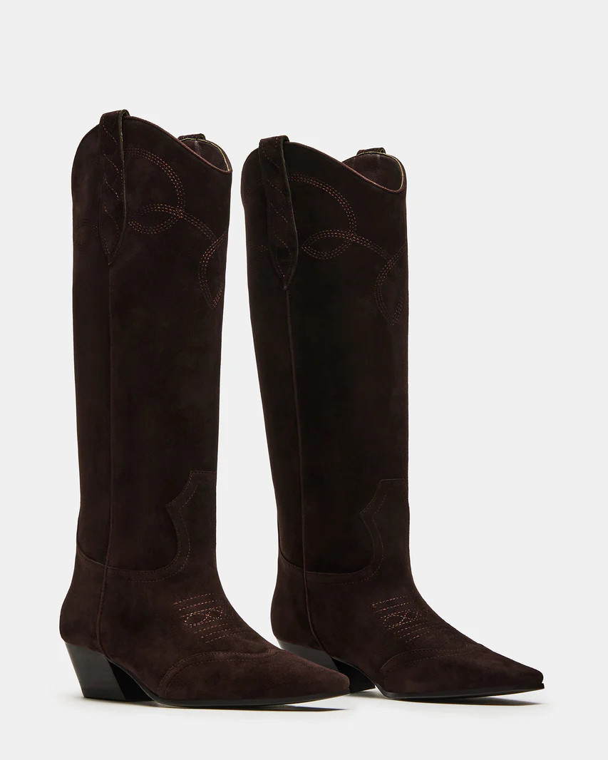 DOLLIE Brown Suede Western Boot | Women's Boots | Steve Madden (US)
