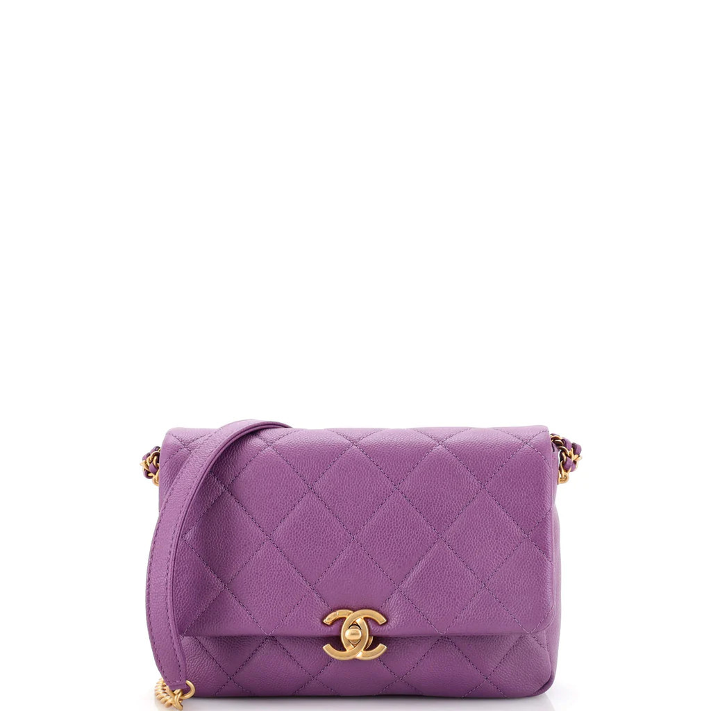 Chain Melody Flap Bag Quilted Caviar Small | Rebag