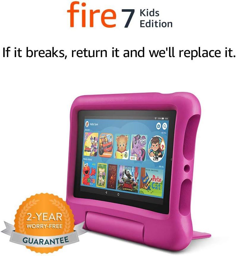Fire 7 Kids Edition Tablet, 7" Display, 16 GB, Pink Kid-Proof Case | Amazon (US)