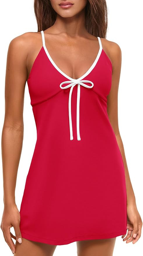 ReachMe Womens Tennis Dress with Built in Shorts Summer Athletic Dresses Workout Golf Outfits Min... | Amazon (US)