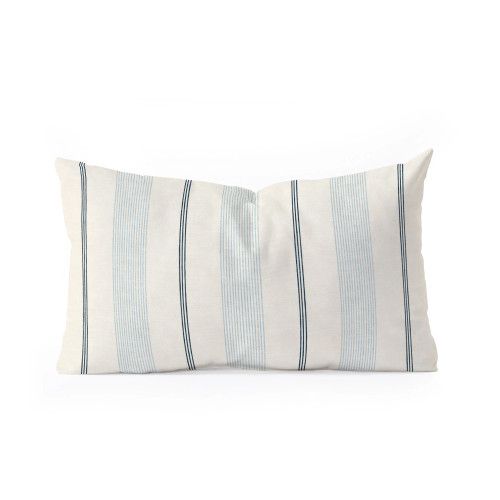 Malibu Dusty Blue Stripe Oblong Pillow | Caron's Beach House