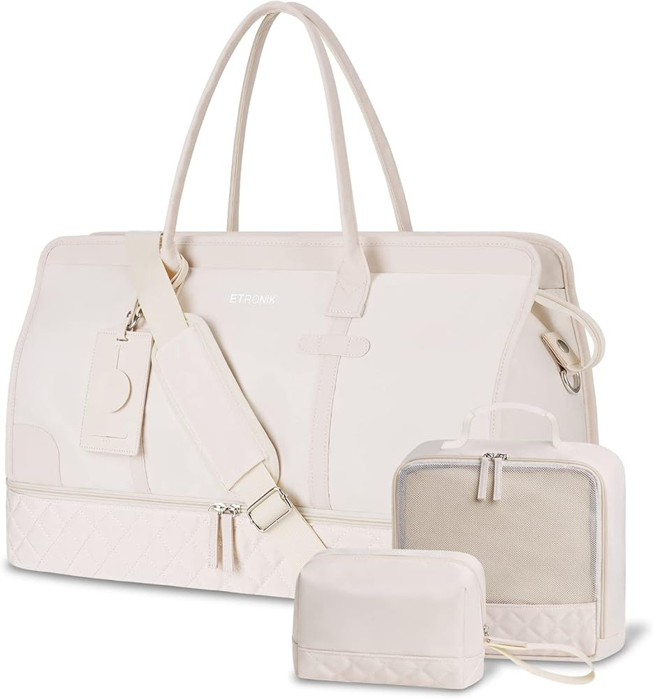 ETRONIK Weekender Overnight Bag for Women, Large Travel Duffle Bag with Shoe Compartment & Wet Po... | Amazon (US)