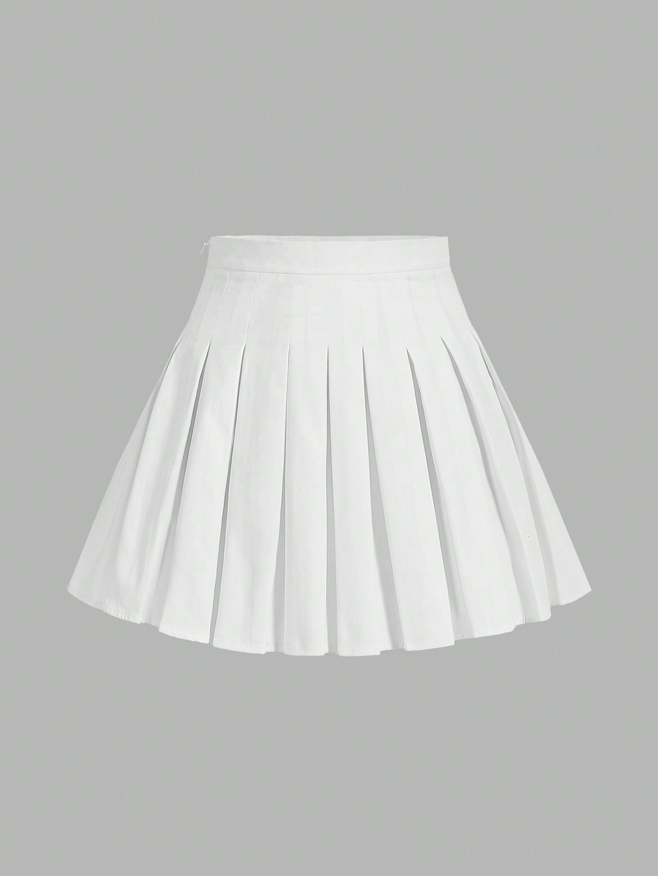 SHEIN EZwear Solid Color Side Zipper Casual Pleated Skirt | SHEIN USA | SHEIN