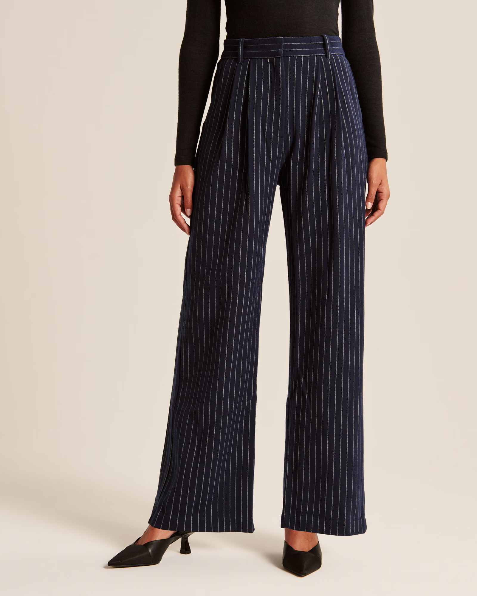 Tailored Brushed Suiting Wide Leg Pant | Abercrombie & Fitch (US)
