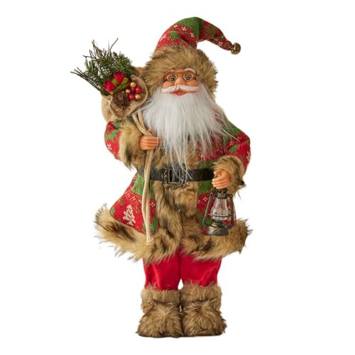 Large Santa Claus Decorations, Faux Fur Christmas Standing Figurine Ornaments for New Year Christmas Decoration Plush Christmas Traditional Standing Santa Figurine for Christmas Holiday Decor | Amazon (US)