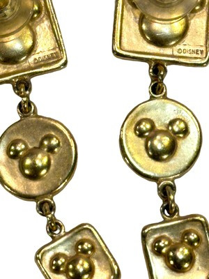 Disney Mickey Mouse Pierced Earrings Gold Tone 80s 2” Dangles | eBay US