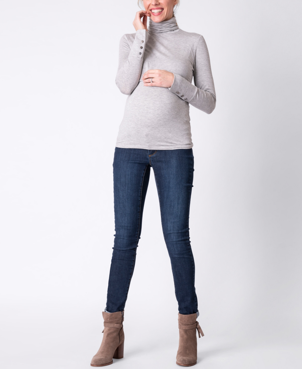 Seraphine Women's Maternity Nursing Roll Neck Top - Gray | Macy's