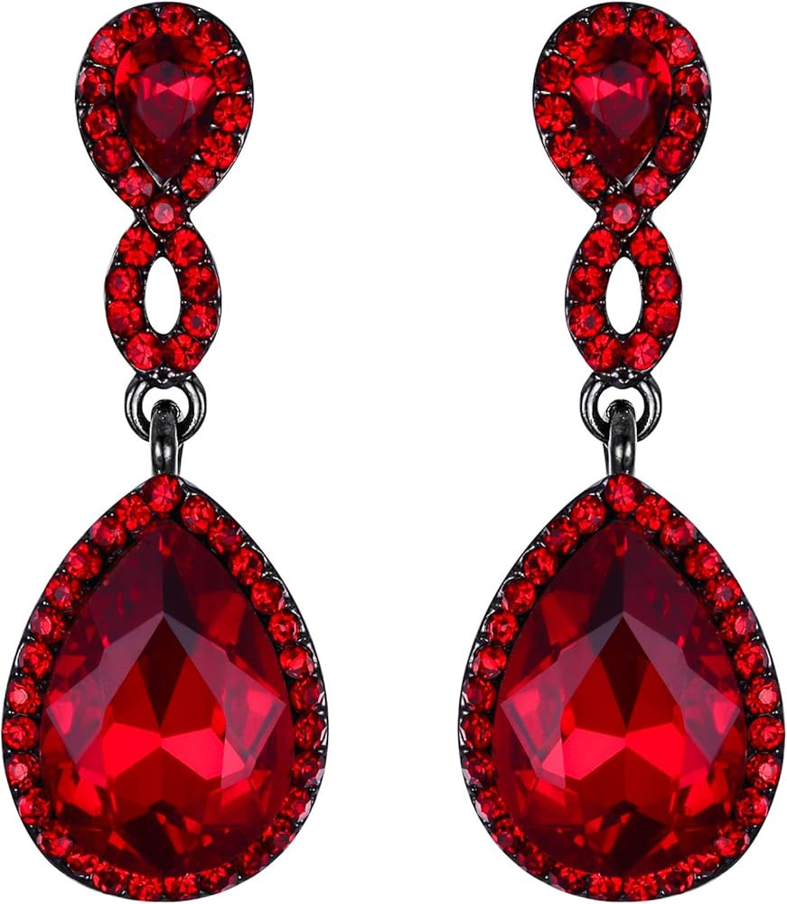 EVER FAITH Women's Rhinestone Crystal Elegant Wedding 8-Shaped Teardrop Pierced Dangle Earrings C... | Amazon (US)