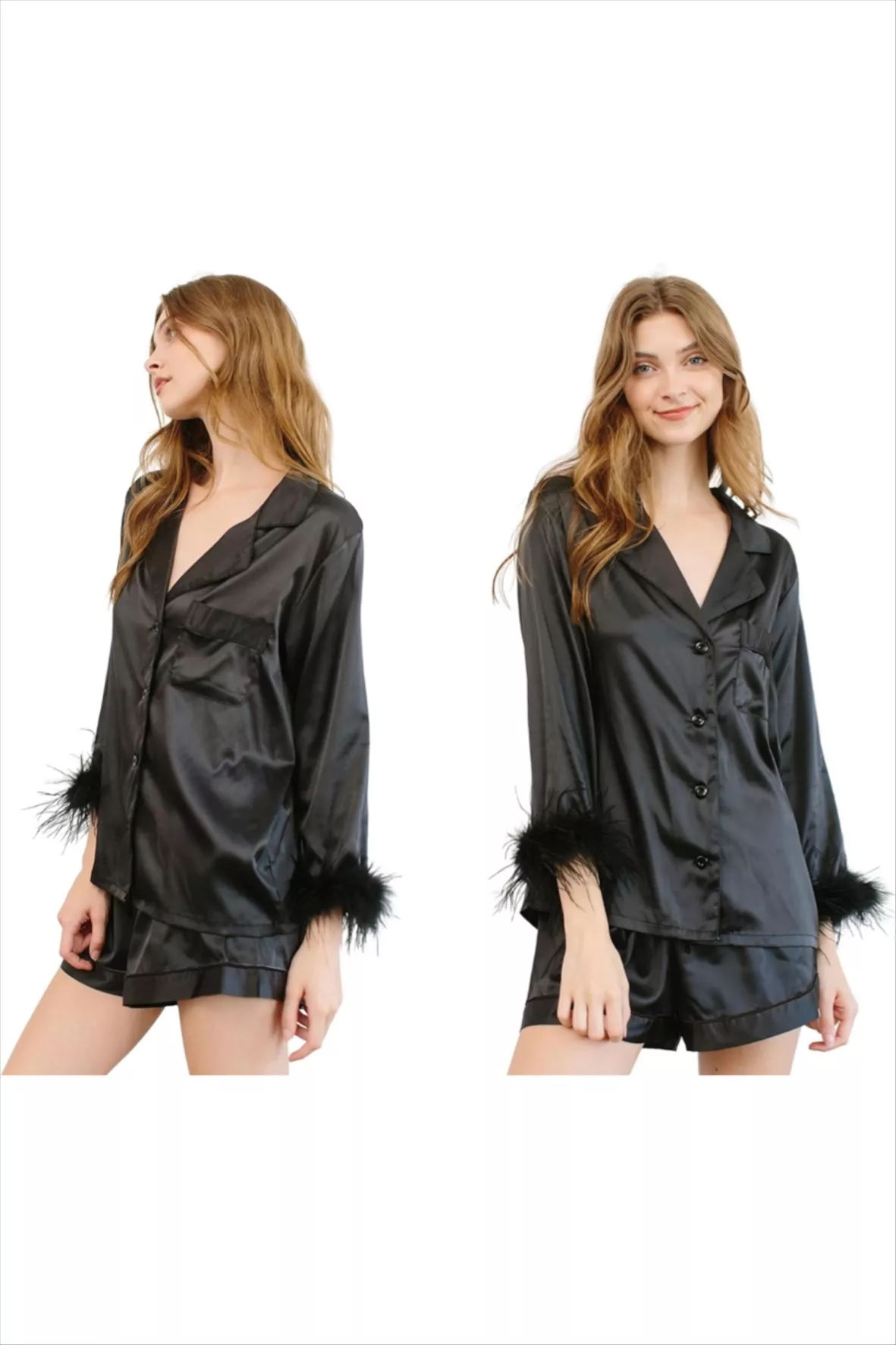 LYANER Women's Pajamas Set 7pcs Silk Satin Sleepwear Loungewear Cami Shirt  Pj Set