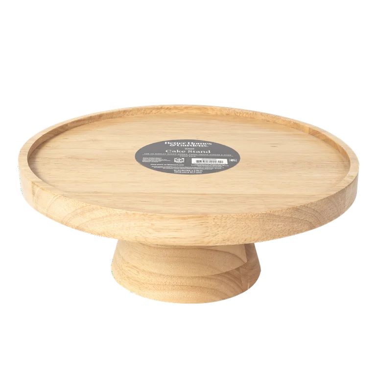 Better Homes & Gardens Rubber Wood Cake Stand, 12.52IN Dia x 5IN H, 3.9 lb, Natural Wood Color - ... | Walmart (US)