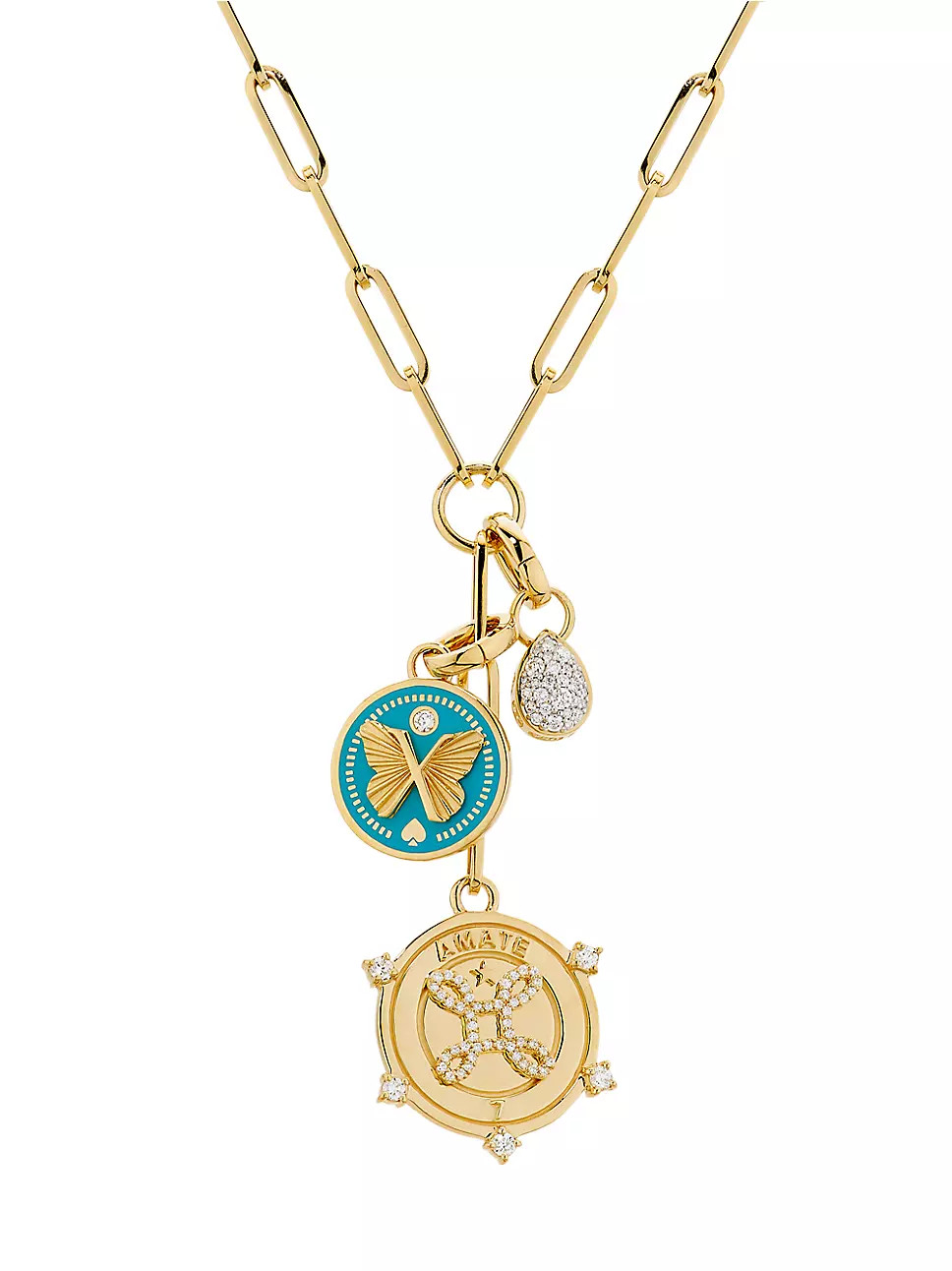 True Love & Reverie 18K Yellow Gold & 0.33 TCW Diamond Triple Charm Necklace | Saks Fifth Avenue