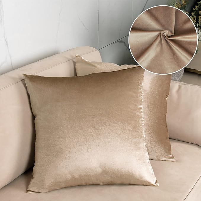 Throw Pillow Covers, Cozy Velvet Square, Soft Solid Decorative Cushion Pillowcases for Couch, Bed... | Amazon (US)