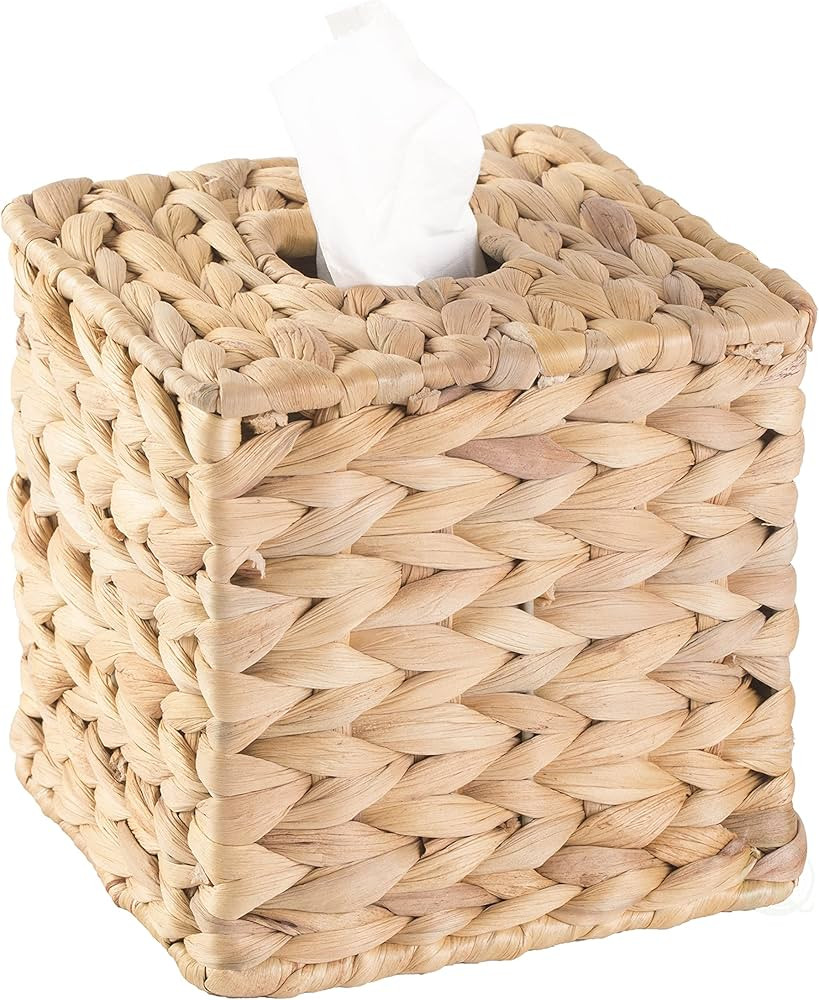 Vintiquewise Water Hyacinth Wicker Tissue Box Cover Square, Rattan Woven Tissue Box Holder, Rusti... | Amazon (US)