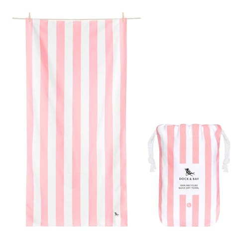 Dock & Bay Beach Towel - Quick Dry, Sand Free - Compact, Lightweight - 100% Recycled - Includes Bag - Cabana - Light Pink - Large (160x90cm, 63x35) | Amazon (US)
