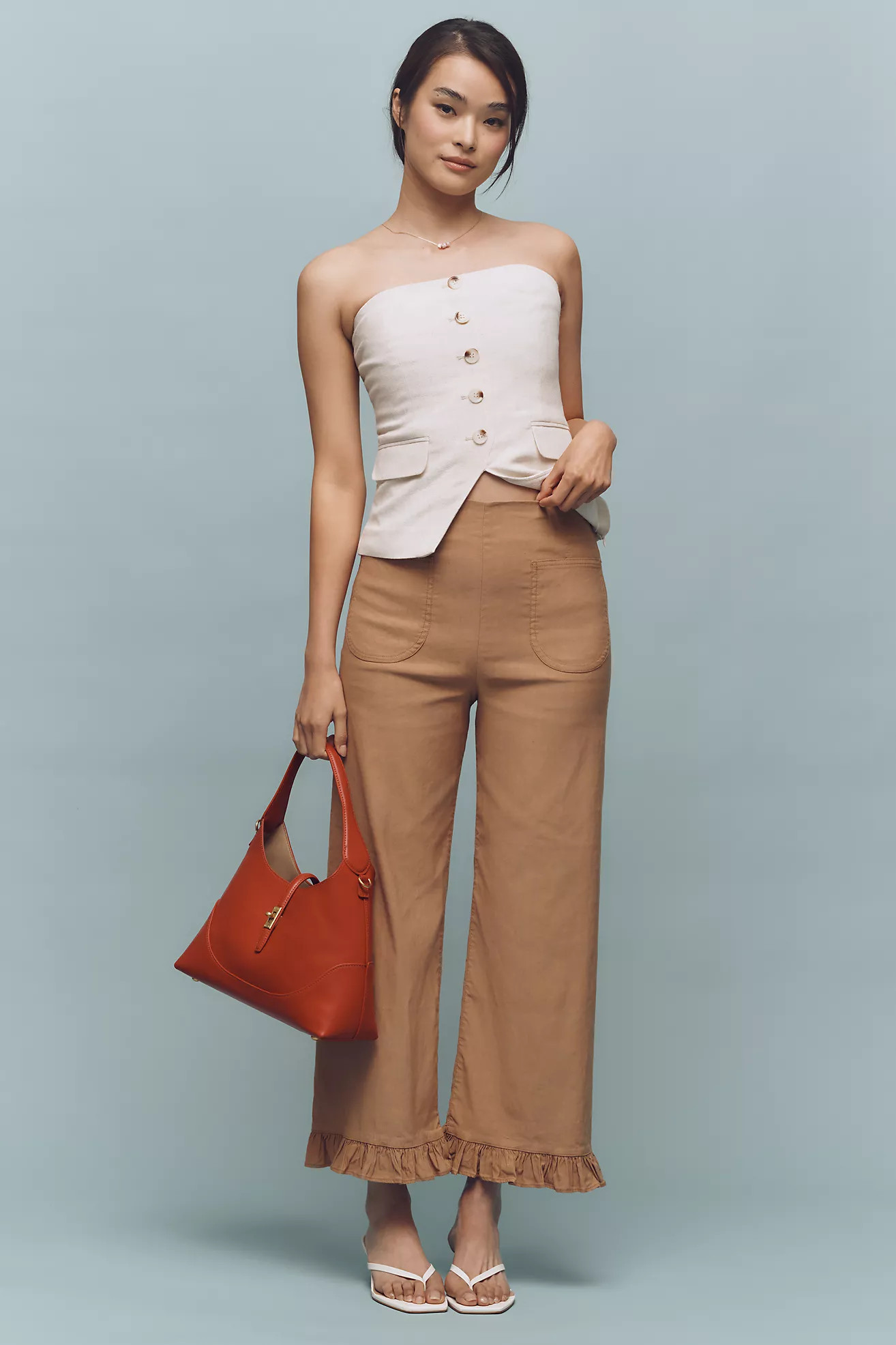 The Colette Ruffled Cropped Wide-Leg Pants by Maeve: Magic Fabric Edition | Anthropologie (US)