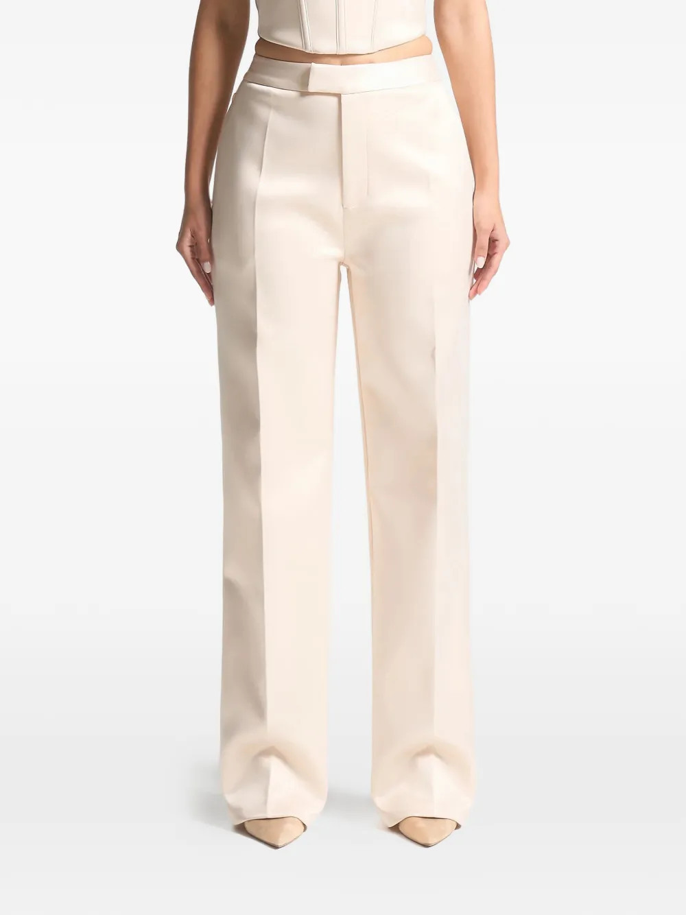 Manière De Voir Bella in champagne satin tailored trousers - Neutrals | Farfetch Global