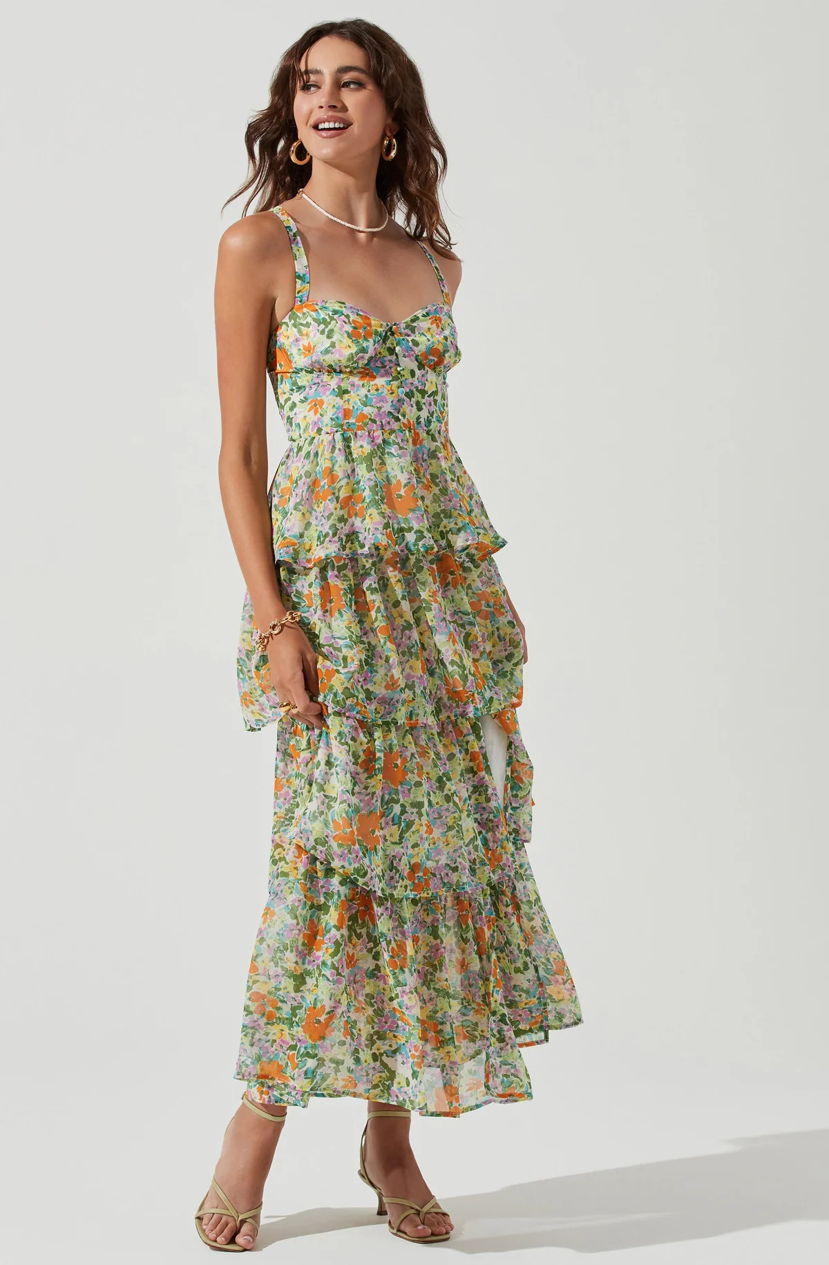 Midsummer Floral Tiered Midi Dress | ASTR The Label (US)