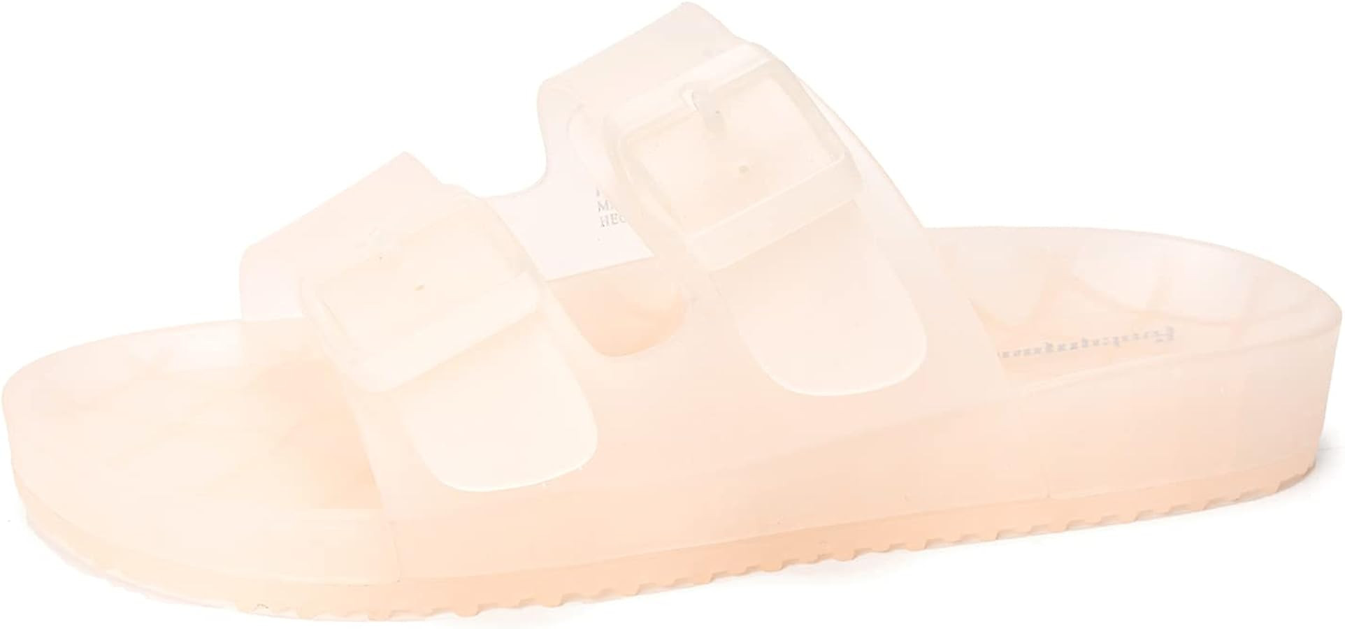 FUNKYMONKEY Women's Comfort Slides Double Buckle Adjustable Plastics Flat Sandals | Amazon (US)