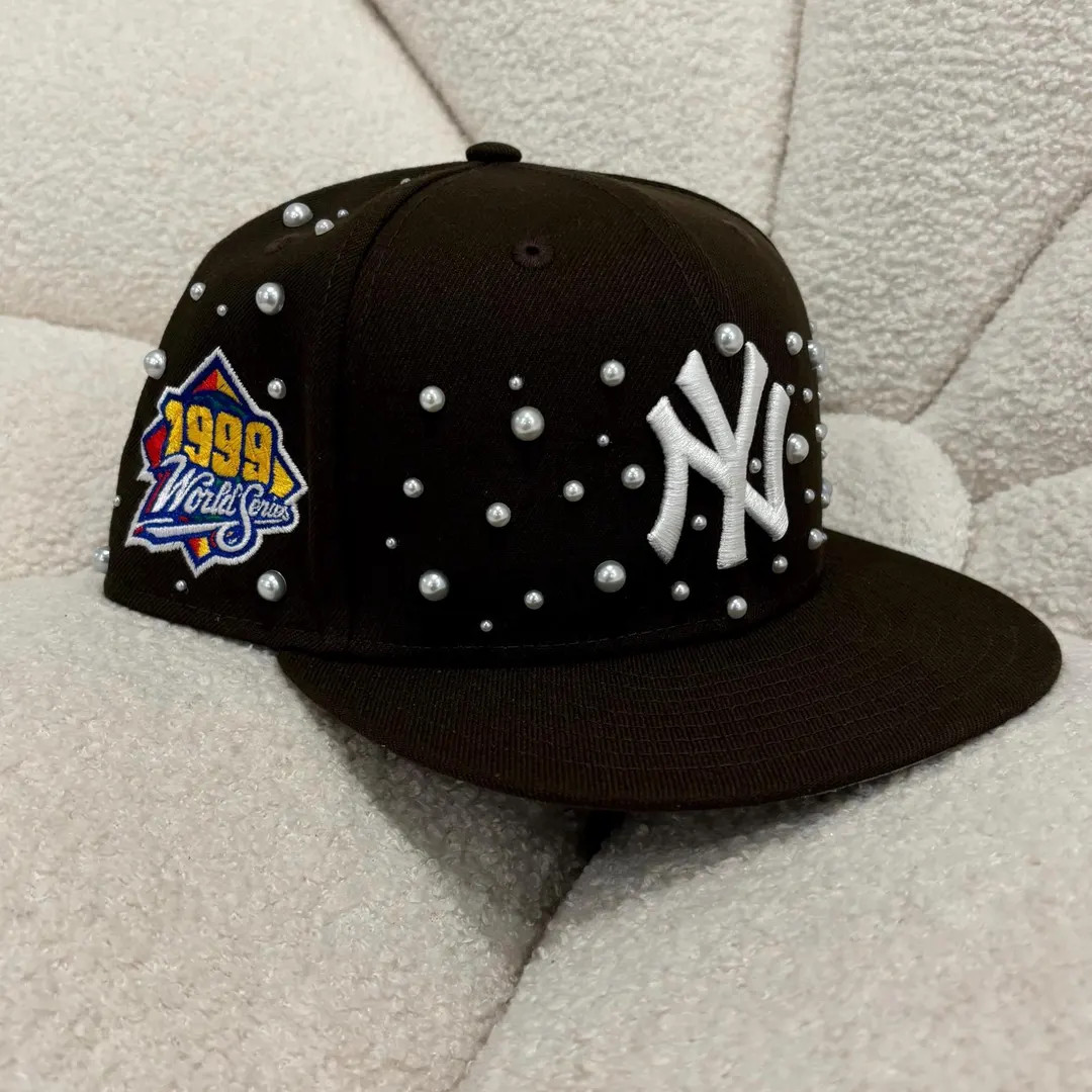 Pearl Jeweled Rhinestone NY fitted cap | Etsy (Global)