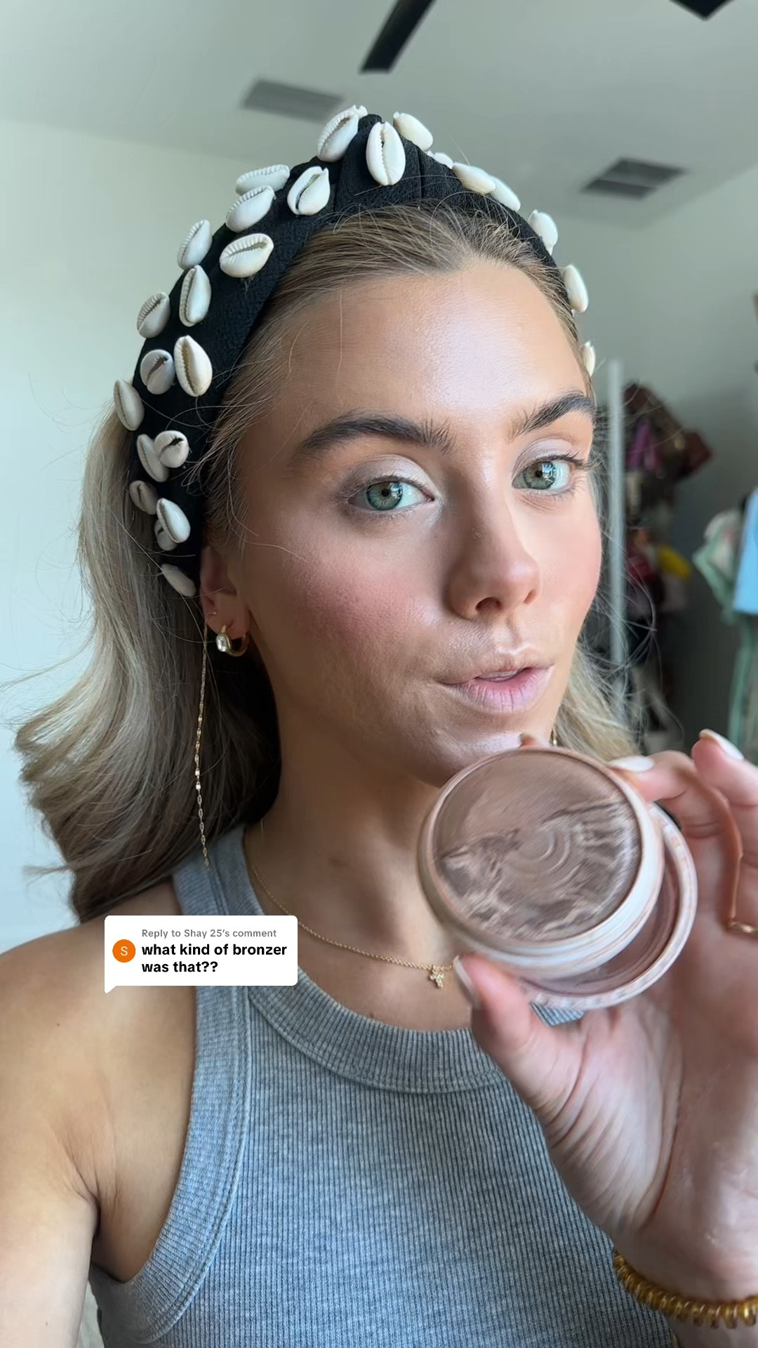 Dibs beauty my code is SLOANE. My favorite product is the dibs beauty baked bronzer in shade Carmel cappuccino but I also love spiced chai. Awaken sun-kissed skin with DIBS Beauty's Duet Baked Bronzer, a talc-free duo with jojoba, macadamia & hibiscus oil for a bronzed, blurred rolling glow @dibsbeauty   @ulta 

#LTKBeauty #LTKselfcare #LTKgrwm