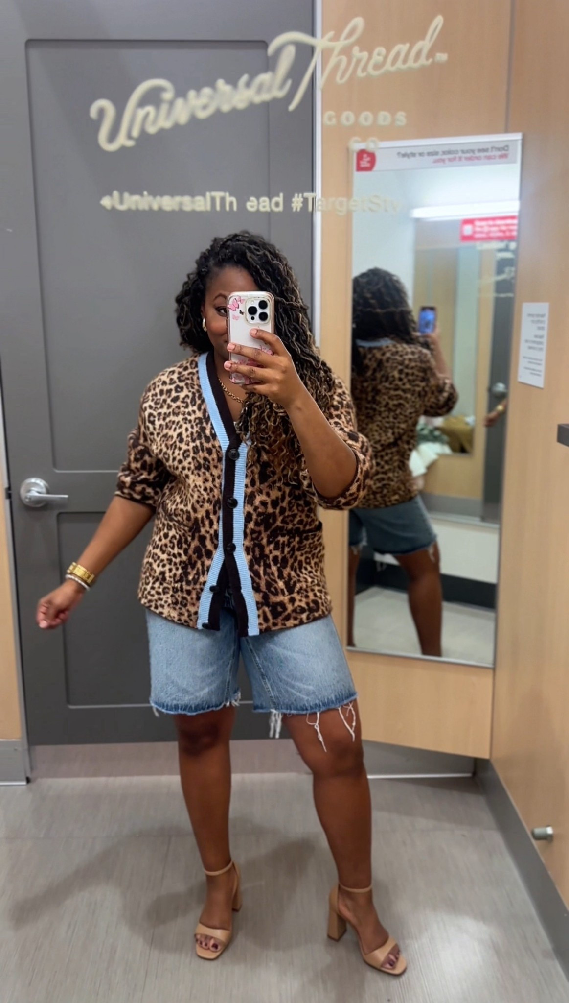 Kbb @Target 

Leopard cardigan, jorts, denim shorts