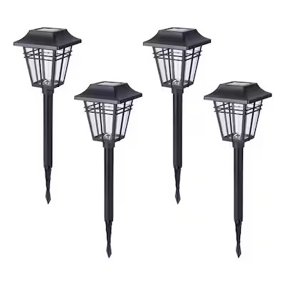 Harbor Breeze 4 -Pack 10 -Lumens Black Solar Integrated LED Path Light Kit ( 3500-K ) | Lowe's