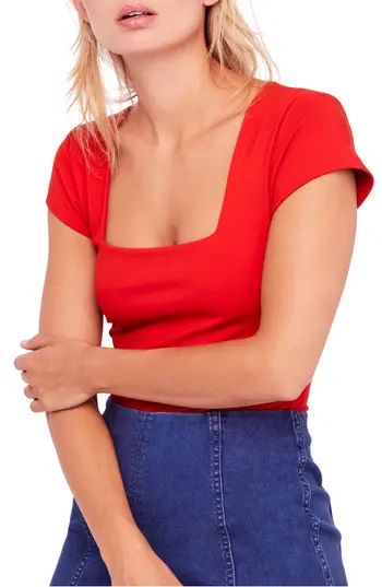 Women's Free People Square Eyes Bodysuit, Size X-Small - Red | Nordstrom