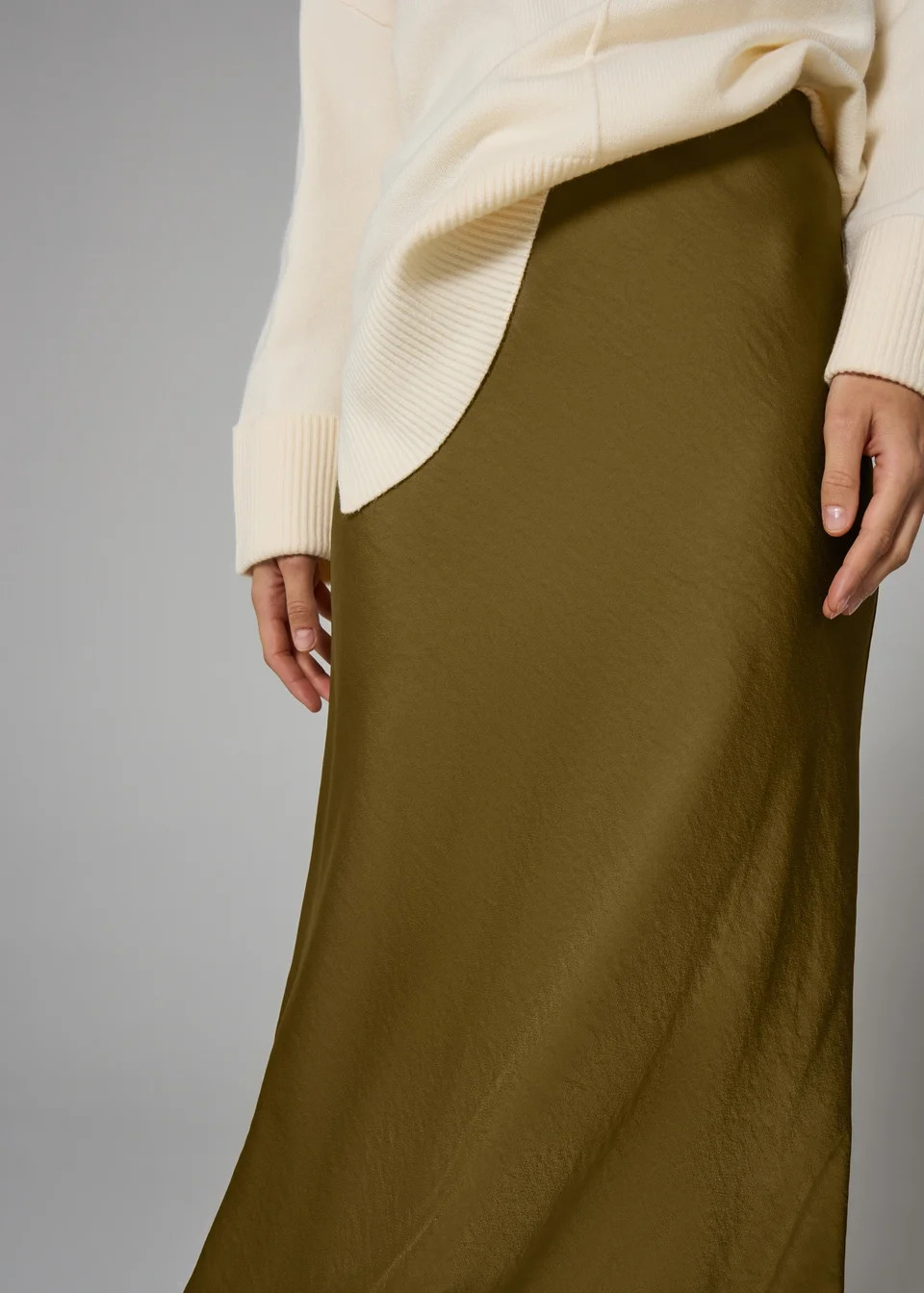 Et Vous Olive Green Satin Midaxi Skirt | Matalan (UK)
