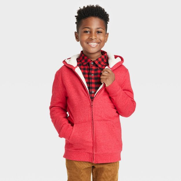Boys' Faux Shearling Lined Zip-Up French Terry Hoodie - Cat & Jack™ | Target