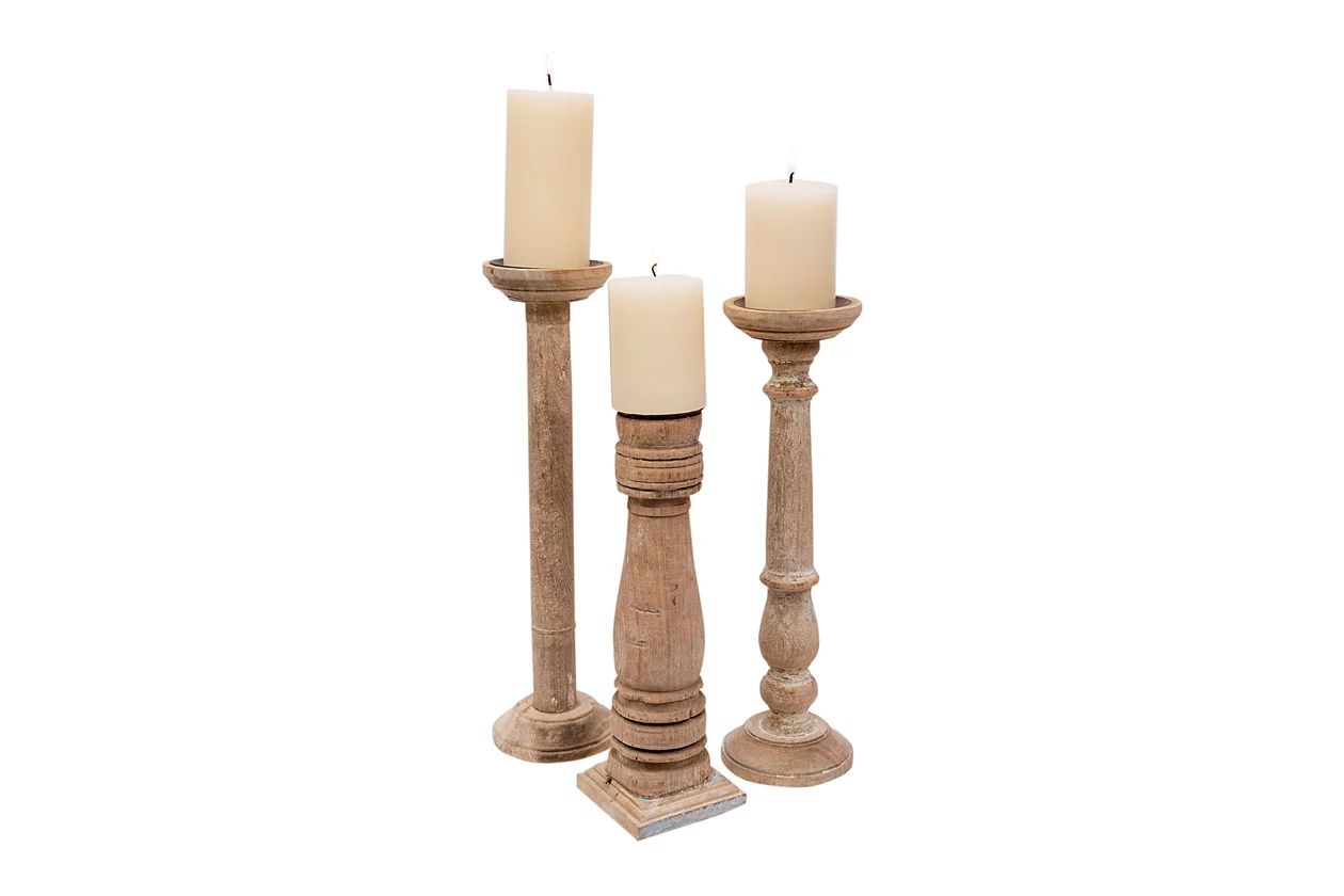 Set of 6 Different Found Wood and Metal Candleholders | Ashley Homestore