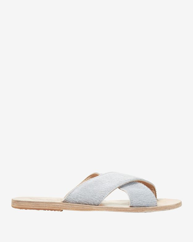 Ancient Greek Sandals Thais Haircalf Flat Sandals: Grey | Intermix