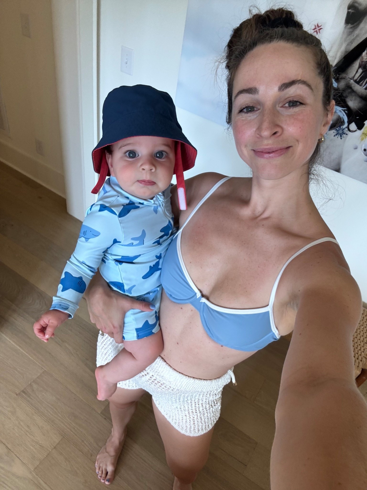 Abercrombie swimsuit for the win! My little buddy is wearing a Target onesie. 

#LTKFamily #LTKBaby #LTKSwim