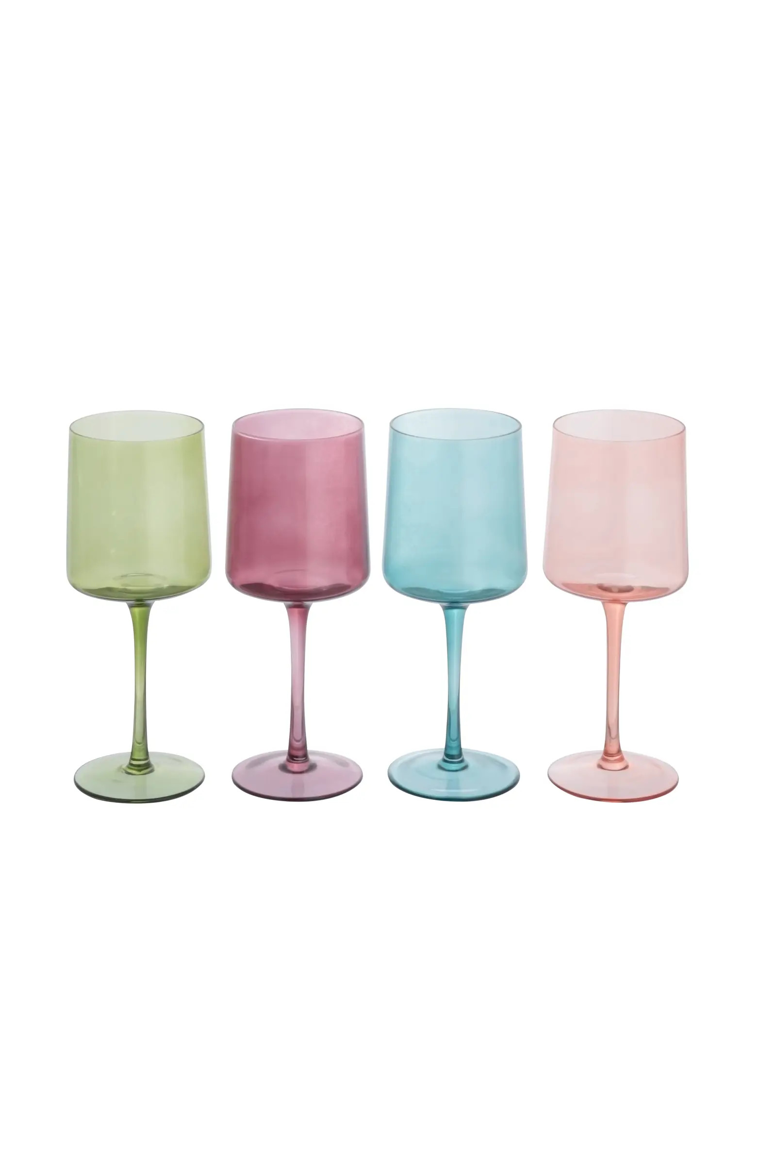 Hand Blown Stemmed Wine Glasses, 14 Ounces, 4 Assorted Colors | Nordstrom
