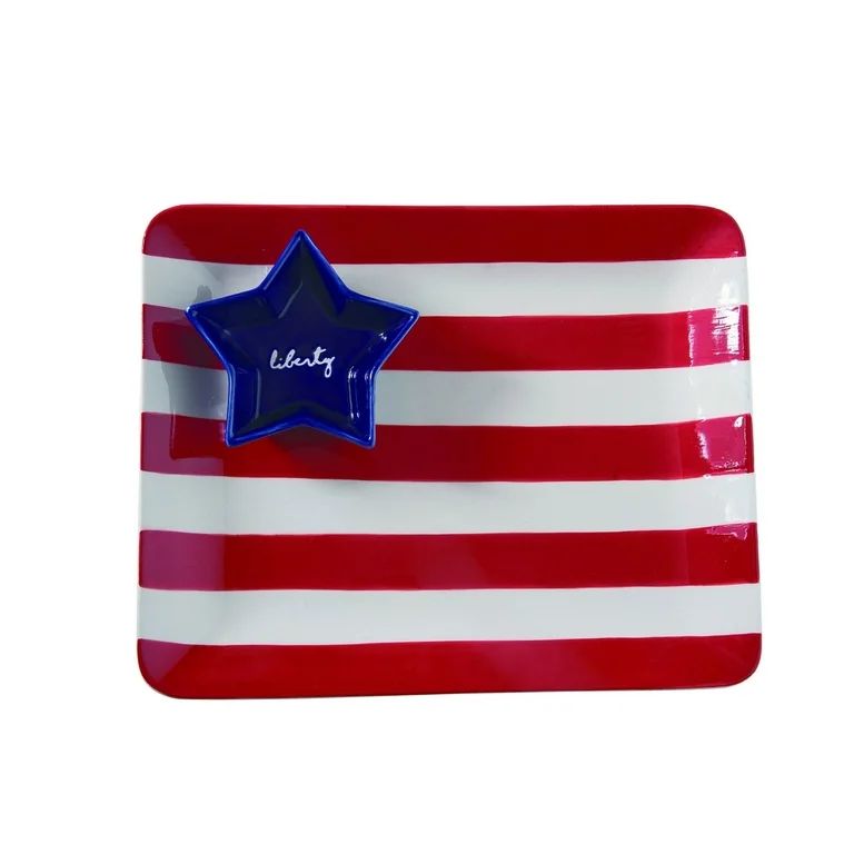 Transpac  Dolomite 12.75 in. Multicolor Patriotic Americana Chip and Dip Set of 2 | Walmart (US)